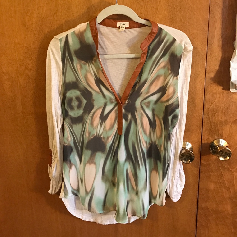 Leather lined top from anthropology